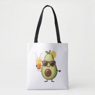 Bolsa Tote Fruta de Bebidas Tropicais de Férias Animadas