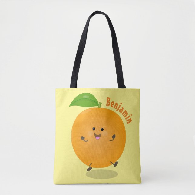 Bolsa Tote Fruta de citrinos de laranja-dança (Frente)