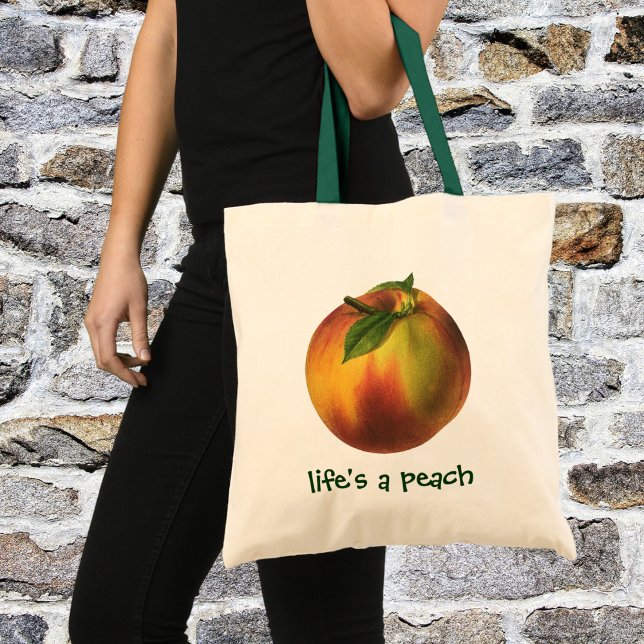 Bolsa Tote Fruta de Comida, Pêssego Orgânico Elevado com Folh (Criador carregado)