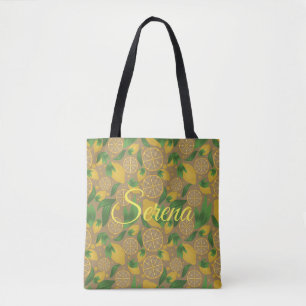 Bolsa Tote Fruta de Lemon com Aquarela Personalizada