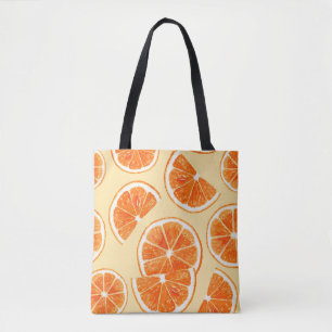 Bolsa Tote fruta de padrão laranja, comida de dieta illustr