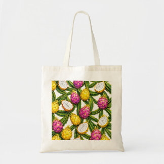 Bolsa Tote Fruta Dragão Rosa e Amarela Padrão Tropical