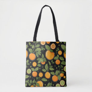 Bolsa Tote Fruta Laranja E Folhas