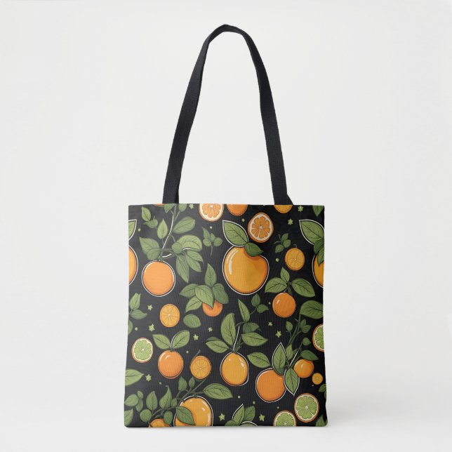 Bolsa Tote Fruta Laranja E Folhas (Frente)