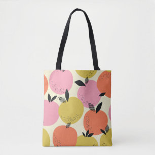 Bolsa Tote Fruta Laranja, Padrão De Verão Invisível.