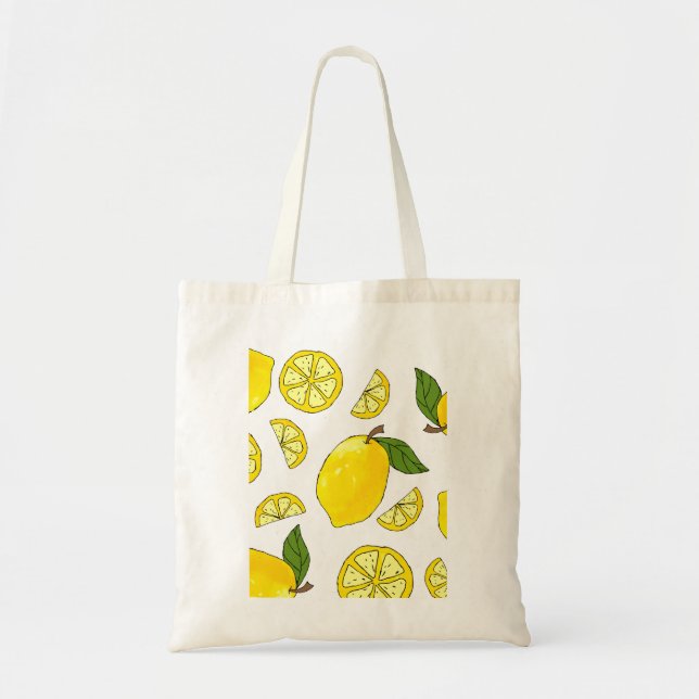 Bolsa Tote Fruta-padrão de limão na Cozinha-padrão Trabalho d (Frente)