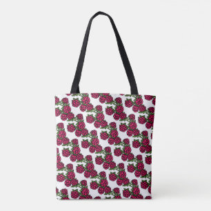 Bolsa Tote fruta verde de framboesa com padrão