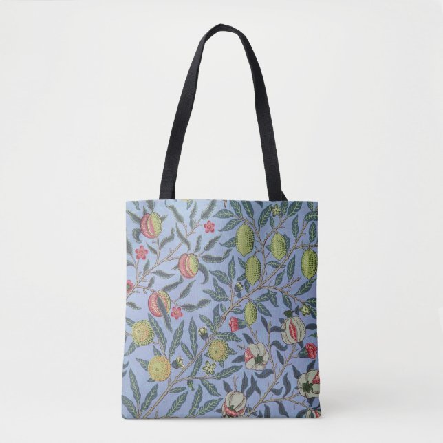 Bolsa Tote Fruta William Morris Pomegranate Ornamento Azul (Frente)