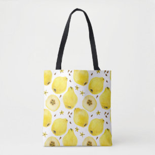 Bolsa Tote Frutas amarelas frescas de marmelos, sem costura d