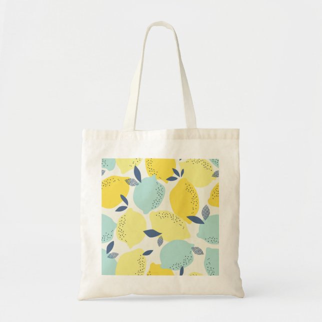 Bolsa Tote Frutas de citros, padrão contínuo vibrante. (Frente)