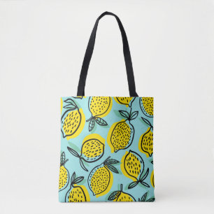 Bolsa Tote Frutas de limão: padrão de colheita de verão.