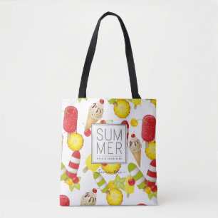 Bolsa Tote Frutas de Verão e Diversão de Sorvetes