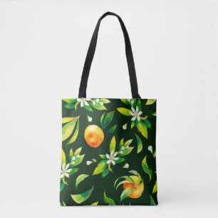 Bolsa Tote Frutas e folhas de citrinos sem costura