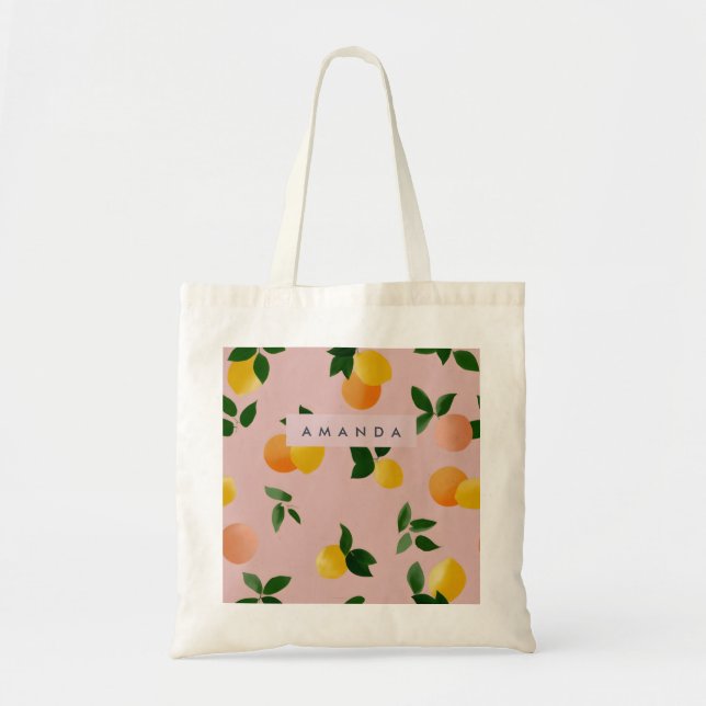 Bolsa Tote Frutas Laranja-Limão-Cute Personalizadas (Frente)