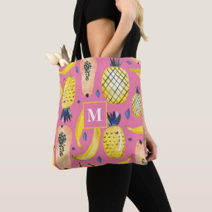 Bolsa Tote Fruticulosa e colorida Banana Papaya & Pineapple