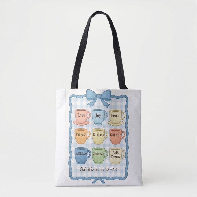 Bolsa Tote Fruto azul do Espírito (Frente)