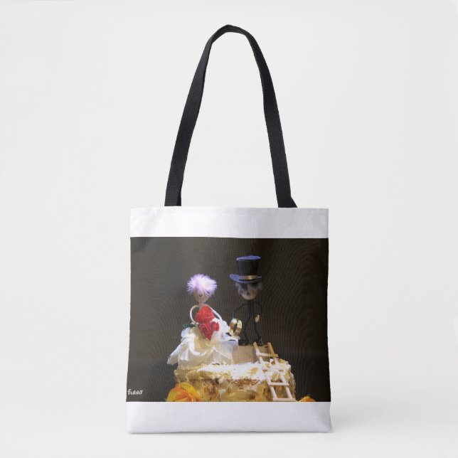 Bolsa Tote Fubby bruidspaartje op taart. (Frente)