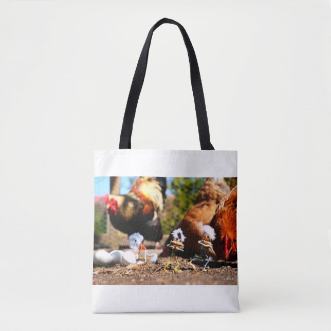 Bolsa Tote Fubby spelend met de kippen en haan. (Frente)