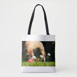 Bolsa Tote Fubby's stier scene spelend met een Hond.