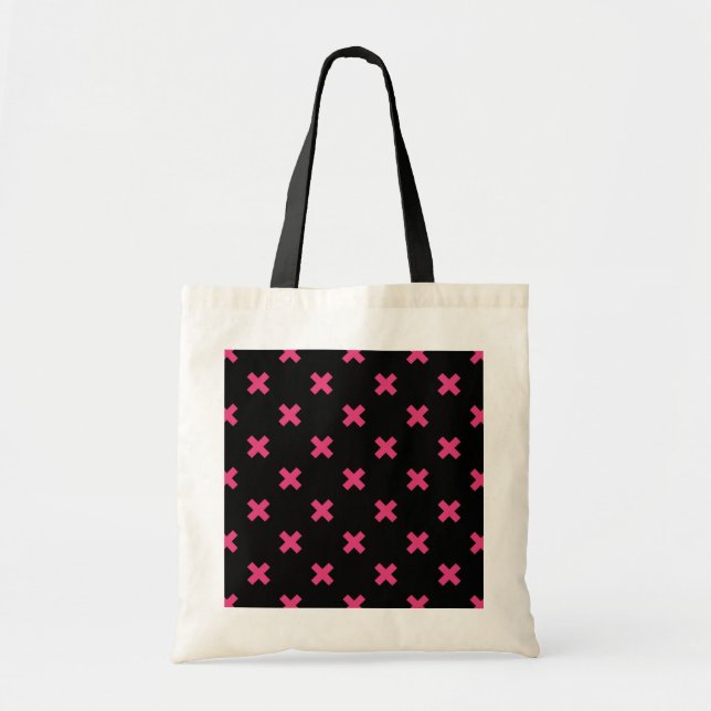 Bolsa Tote Fúchsia cruza pontos a preto (Frente)