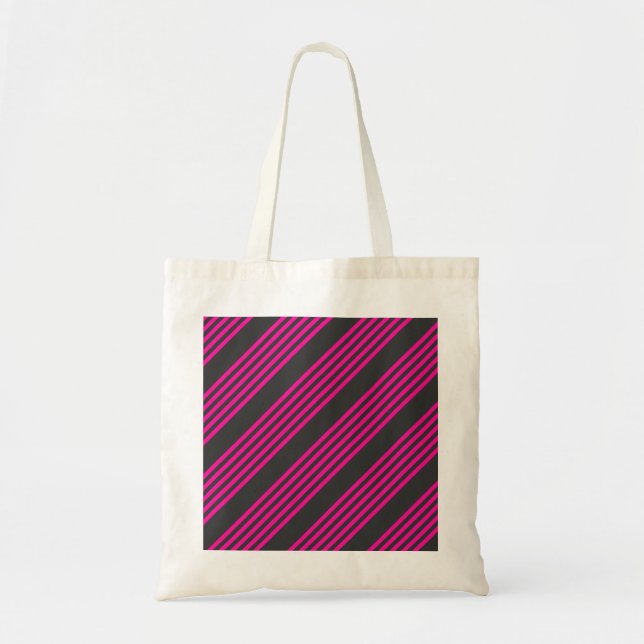 Bolsa Tote Fuchsia e carvão de cinco faixas (Frente)