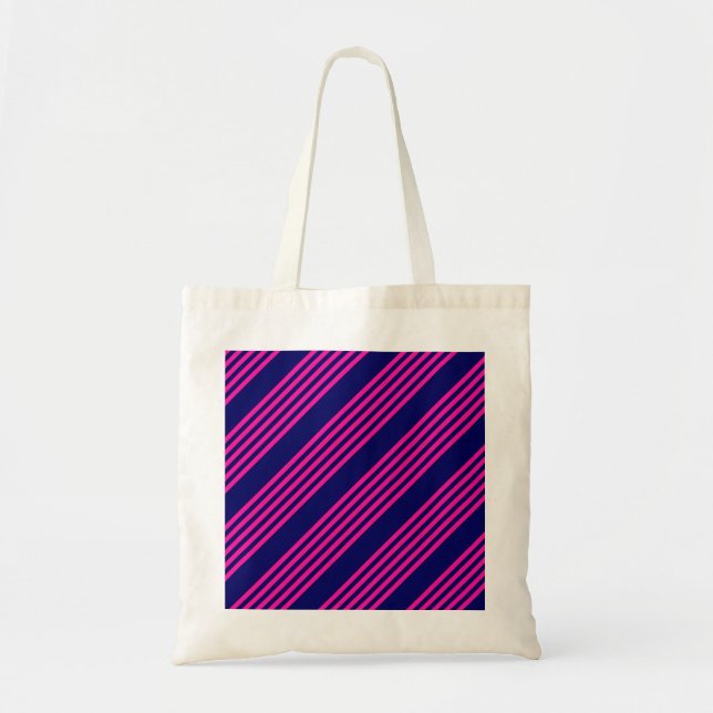 Bolsa Tote Fuchsia e padrão de cinco faixas azul marinho (Frente)