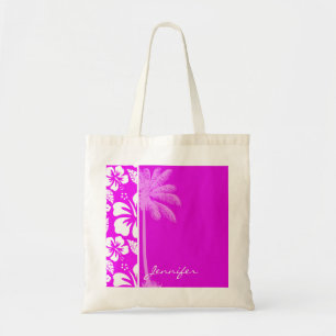 Bolsa Tote Fuchsia Hawaiian Tropical Hibiscus; Palm