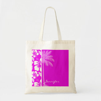 Bolsa Tote Fuchsia Hawaiian Tropical Hibiscus; Palm