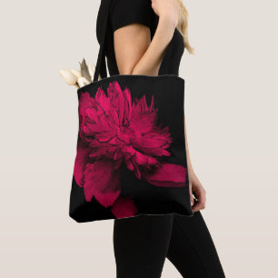 Bolsa Tote Fuchsia Peony Flower Abstrato Floral Art