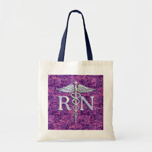 Bolsa Tote Fúcsia de prata Camo do Caduceus do RN da