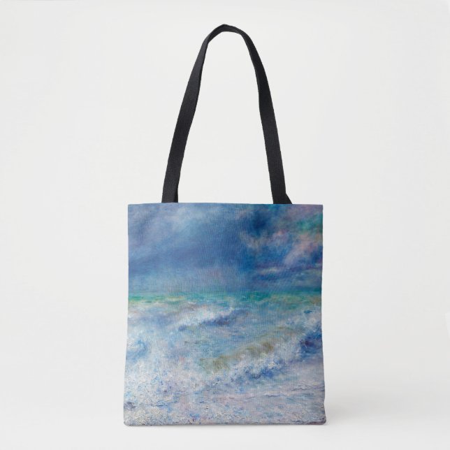 Bolsa Tote Fuga de Renoir. Inimpressionismo náutico azul. Mar (Frente)