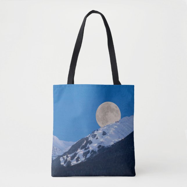Bolsa Tote Full Moon Over Alyeska Ski Resort, Alaska (Frente)
