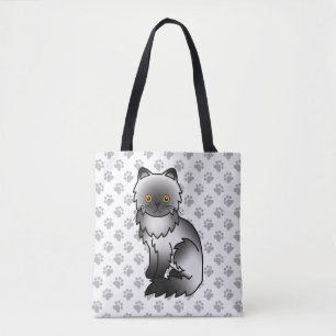 Bolsa Tote Fumaça Gato de Cartoon Persa e Pinças