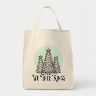 Bolsa Tote Fun We Three Kings pun tree tote bag