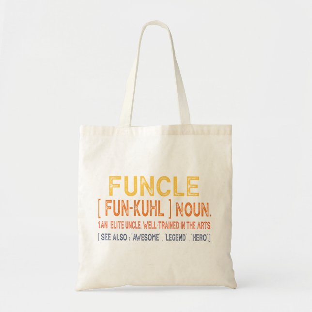 Bolsa Tote Funcle Engraçado Tio Definição, Incrível Herói da  (Frente)