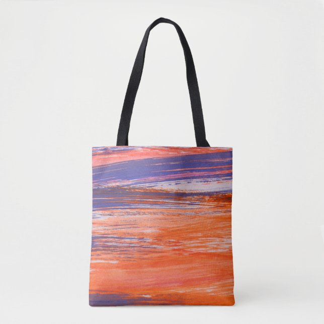 Bolsa Tote fundo abstrato laranja e azul da água (Frente)