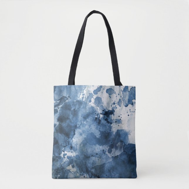 Bolsa Tote Fundo azul abstrato da aguarela (Frente)