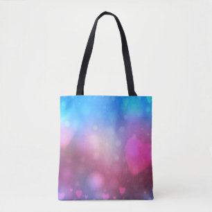 Bolsa Tote fundo azul-borrão liso e cor-de-rosa com abstrato
