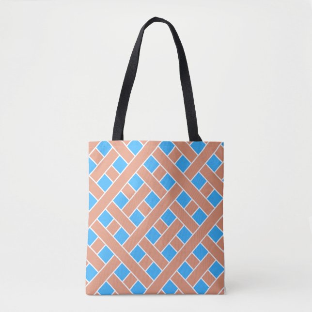 Bolsa Tote Fundo Azul Trellis (Frente)