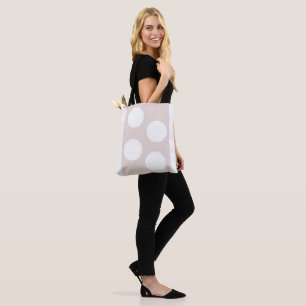 Bolsa Tote Fundo bege com círculos brancos. Bolinhas