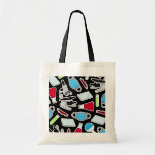 Bolsa Tote Fundo bonito do preto do teste padrão do