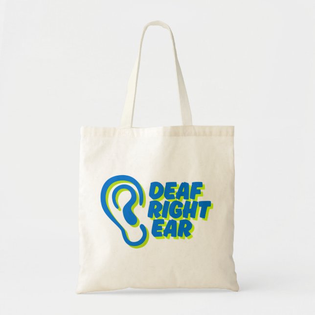 Bolsa Tote fundo branco de ouvido surdo (Frente)