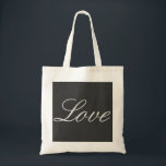 Bolsa Tote Fundo Cinza Elegante Amor Casamento<br><div class="desc">Você pode facilmente alterar as fontes e cores. Você também pode adicionar seu logotipo e a imagem de fundo como desejar.</div>