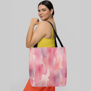 Bolsa Tote fundo de abstrato cor rosa e branca da água