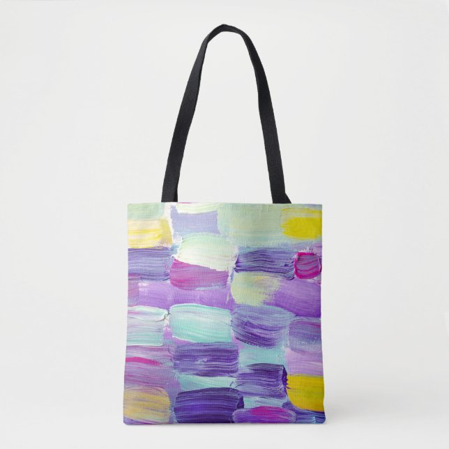 Bolsa Tote Fundo de Abstrato de Arte Pintada à Mão (Frente)