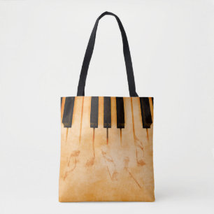 Bolsa Tote fundo de abstrato musical - Teclado e música n