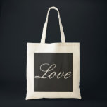 Bolsa Tote Fundo de Amor Casamento Cinza Elegante<br><div class="desc">Você pode facilmente alterar as fontes e cores. Você também pode adicionar seu logotipo e imagem de fundo como desejar.</div>