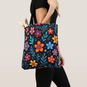 Bolsa Tote Fundo de Botão Floral Colorido