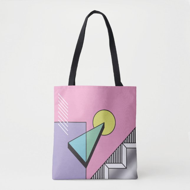 Bolsa Tote fundo de composição geométrica abstrato no postm (Frente)