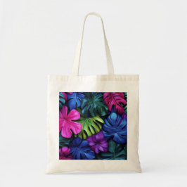 Bolsa Tote Fundo de Folhas Tropicais de Monstera Neon Vibrant